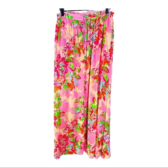 Gianni Bini Pink Floral Sheer Maxi Overlay Mini Skirt Festival Free Spirit Med - Picture 2 of 14